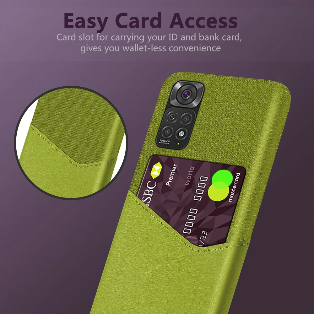 

Xiaomi Redmi Note 11 Febric Card Holder Cover For Redmi Note 11 10 9 S 11E Pro 11T Cloth Texture PU Antiskid Case For Redmi K40