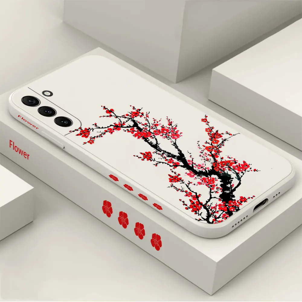 

Plum Flower painting Phone Case For Samsung Galaxy S23 S22 S21 S20 FE Ultra 5G S11 S11E S10 S10E S9 Plus Lite Cover Fundas Cqoue