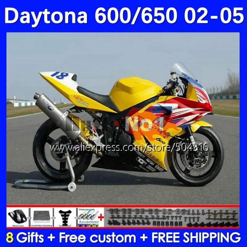 

Body Kit For Daytona600 Daytona 650 600 yellow blk Daytona650 102MC.188 Daytona 600 650 02 03 04 05 2002 2003 2004 2005 Fairing