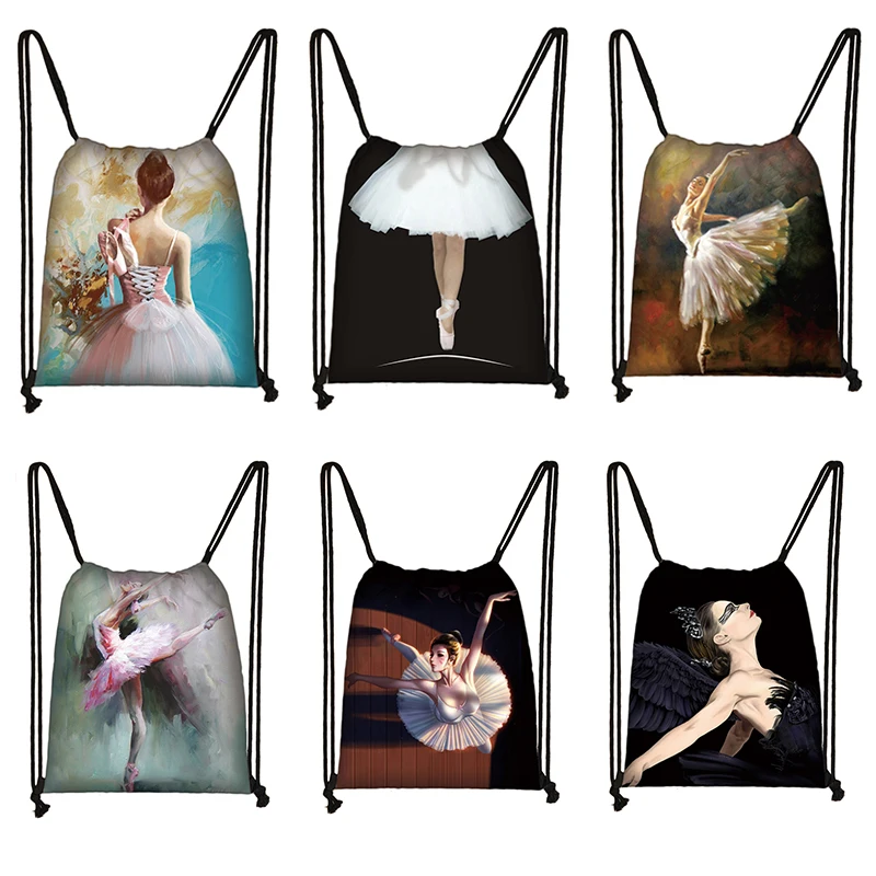 

Cartoon Ballet Dancing Girls Drawstring Bag Women Fashion Storage Bags Teenager Girls Backpack Kids Bookbag 35X55cm