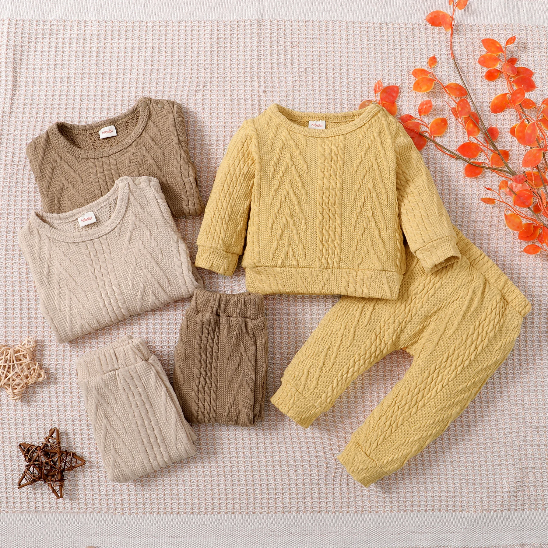 

hibobi Baby Solid Knitted Long Sleeve Sweater Suit