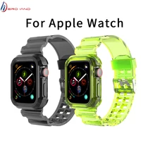 sport clear band for apple watch 7 6 se 5 4 3 2 1 transparent silicone strap for iwatch strap 38mm 40mm 42mm 44mm