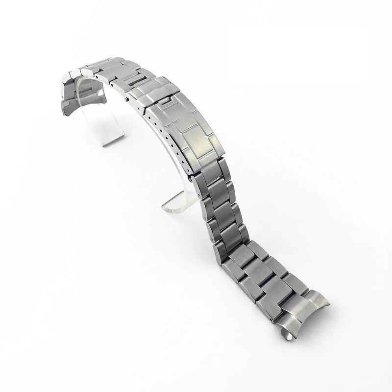 Suitable For Laodi Tong Shuigui Stainless Steel Solid Watch Strap Three-Bead Diving Buckle Watch Accessories arc Mouth 20mm Men' enlarge