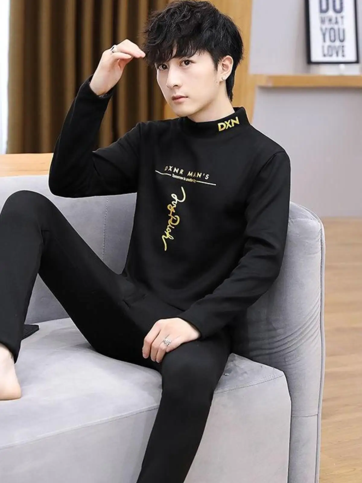 Dralon Thermal Underwear Men's Suit Mid-Collar Half-high Collar Bottoming Shirt Teenagers 57 Students Heattech Long Johns |