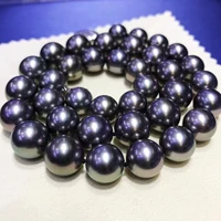 huge charming 1811 12mm natural south sea genuine black round pearl necklace free shipping women jewelry black necklace 888