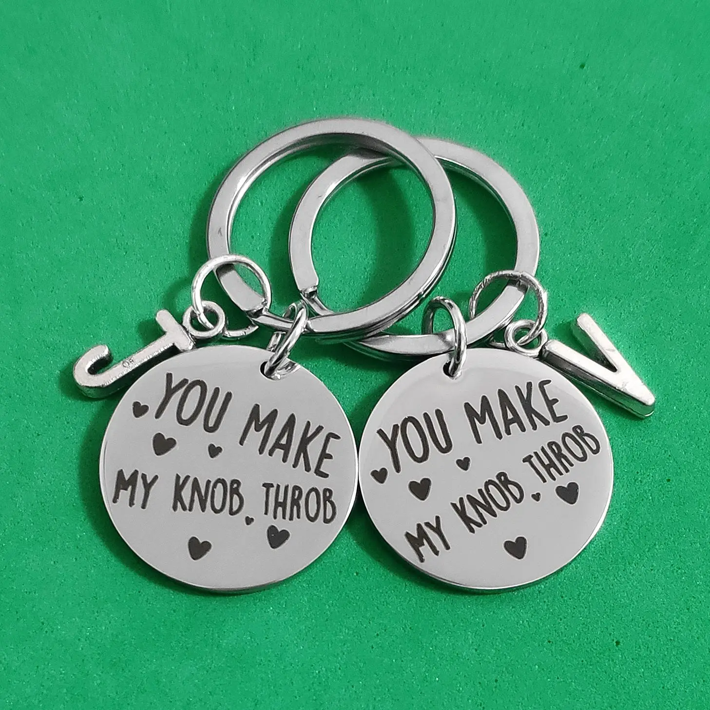 

Carabiner for Keys Holder Anniversary A-Z Ornaments Creative Keyring Birthday YOU MAKE MY KNOB THROB Couple Gift Valentine's Day