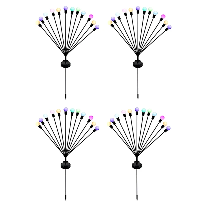 

4 PCS Solar Garden Lights Sway By Wind, Outdoor Lights 12LED For Yard Patio Decoration Colo Light