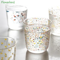 transparent glass cup home printing heat resistant tea cup high borosilicate water cup milk cup juice cup drinking glasses