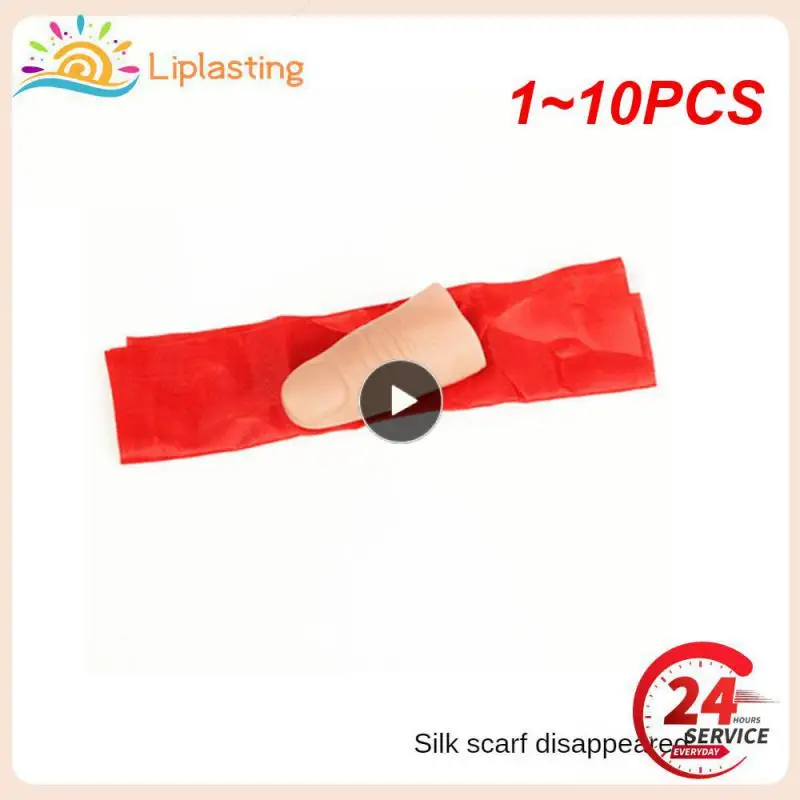 

1~10PCS Trick Props Close Up Vanish Appearing Plastic Finger Thumb Tip + Red Silk Stage Show Props Prank Toy