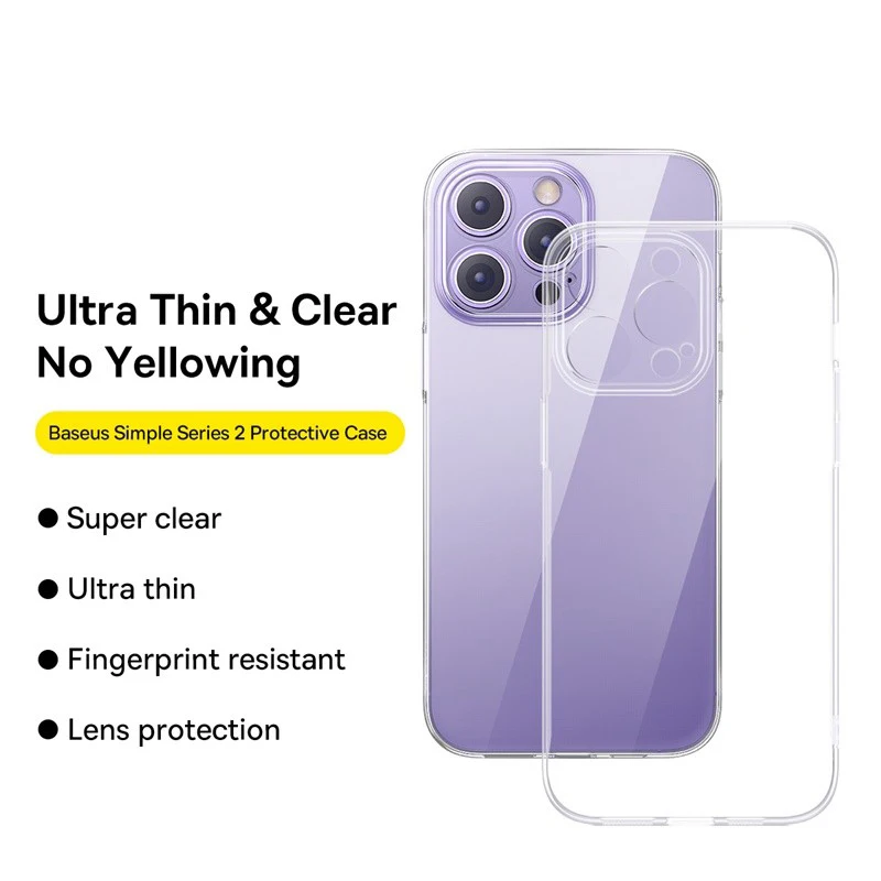 Прозрачный чехол Baseus для iPhone 14 13 12 11 Pro Max Plus Soft TPU X XS XR Len Back Cover Transparent Phone on.