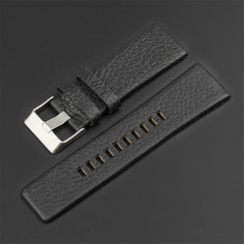 Genuine Leather Strap Litchi Grain Leather Pin Buckle 22mm 24mm 26mm 27mm 28mm for DZ1657 Men's Strap Accessories
