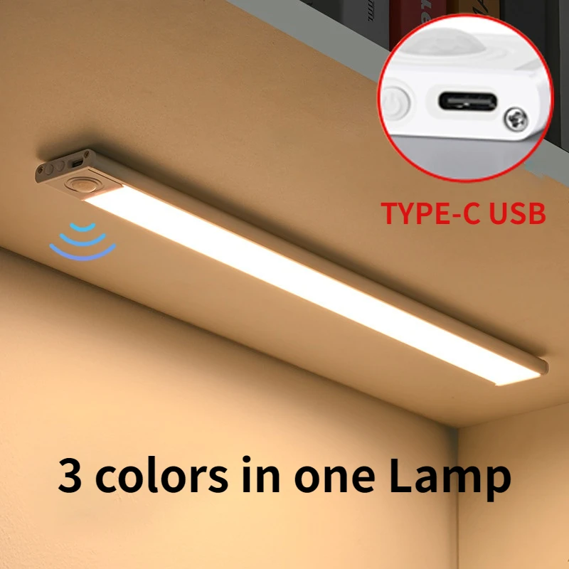 LED Night Light Cabinet Light Motion Sensor Light Ultra-thin LED For Kitchen Cabinet Bedroom Wardrobe Indoor Lighting TYPE-C USB