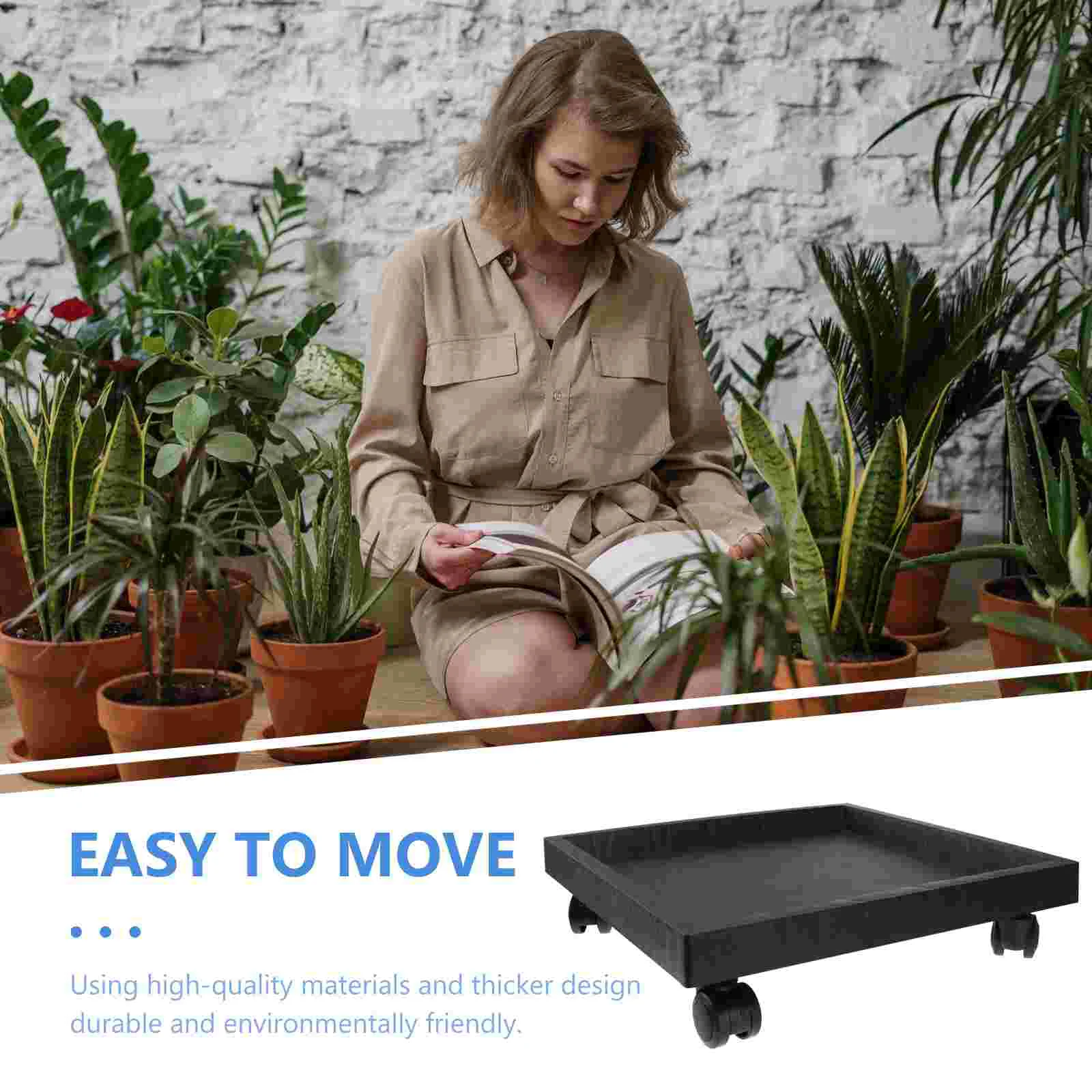 

Eringogo Square Plant 14 Flower Pot Mover Lockable Wheels Heavy Duty Metal Plant Stand Plant Pot Pallet Dolly