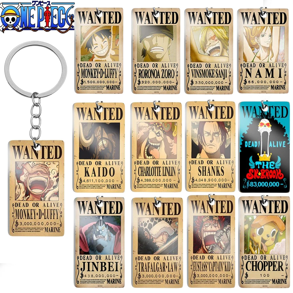 

New One Piece Keychain Luffy 3 Billion Anime Figure Roronoa Zoro Retro Poster Backpack Pendant Car Key Ring Children's Toy Gifts