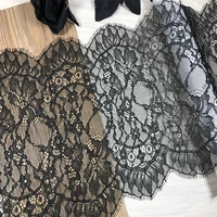 high quality lace trim scalloped eyelash lace fabrics clothing accessories black chantilly lace for dress needle work