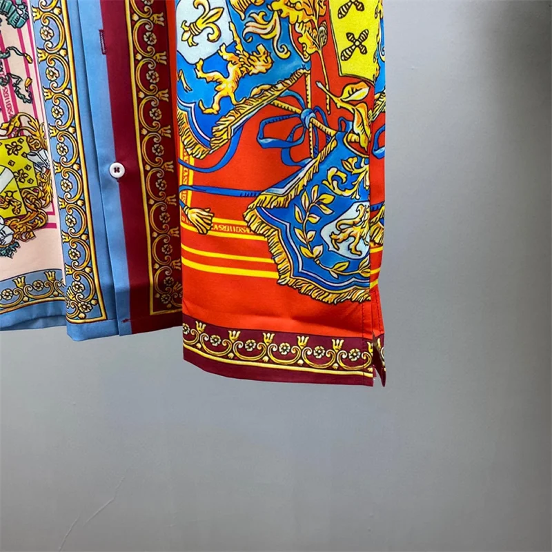 Роскошная брендовая королевская рубашка с золотым принтом Мужская Дизайнерская