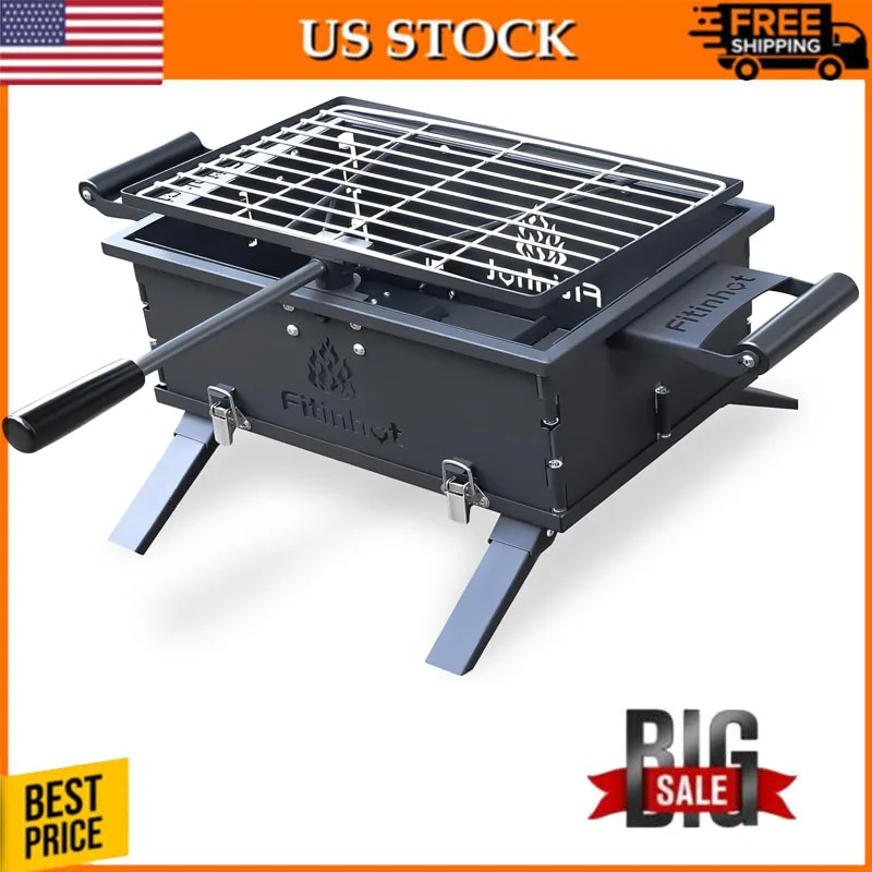 

Cooking BBQ Camping Smoker Hibachi Stove Portable Charcoal Barbecue Grill Foldable for Travel Outdoor