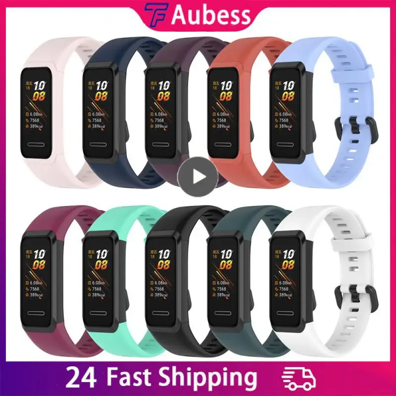 

Sport Watchband Thickened Unisex Replacement Watchband Waterproof Replacement Bands Adjustable Silicone Strap For Huawei Band 4