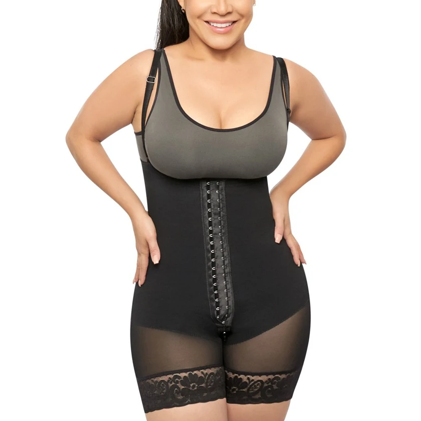 Women Postpartum Shapewear Post Liposuction Body Shaper Flatten Abdomen Fajas Hook-Eye Open Bust Bodysuit