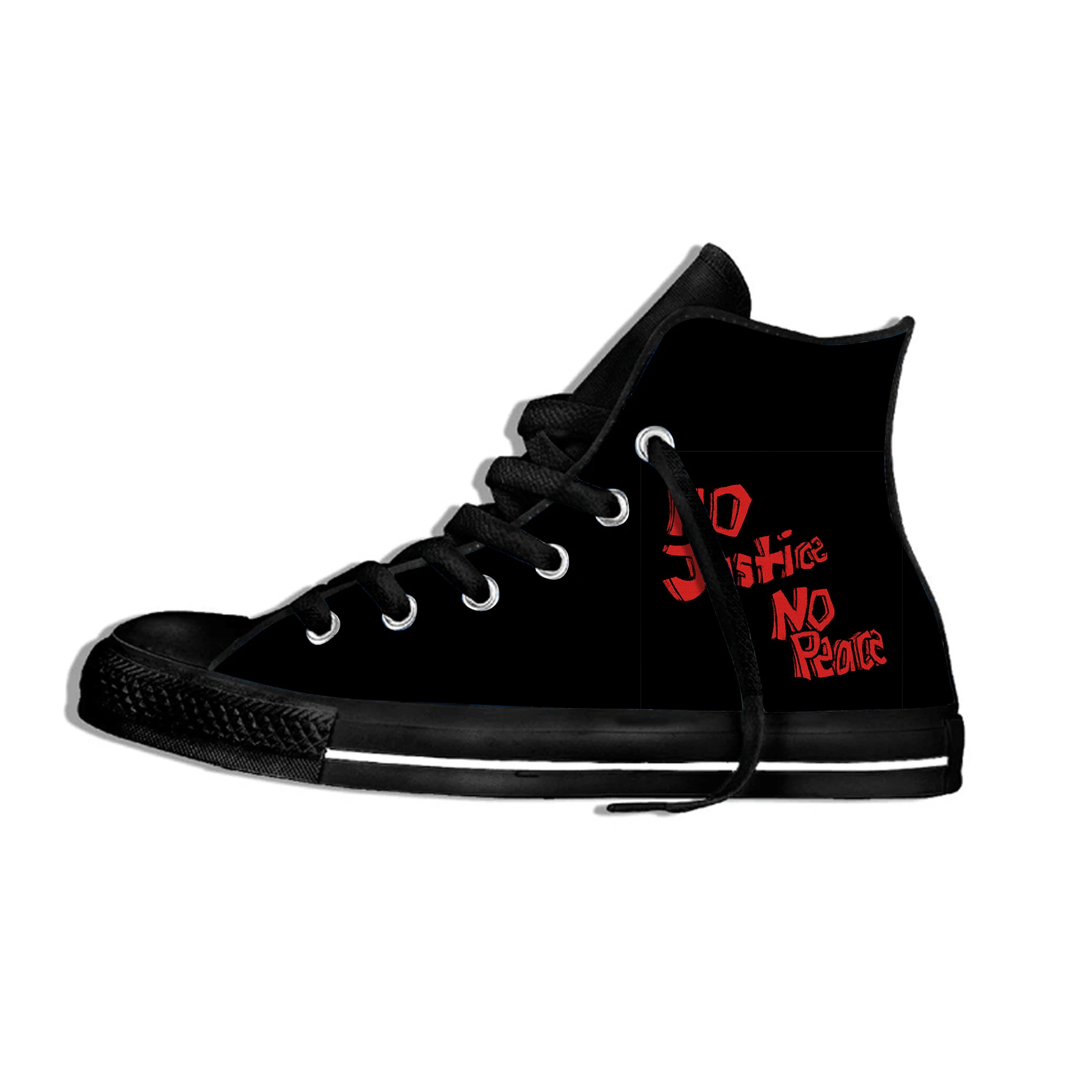 No Justice No Peace Vintage Novelty Design Lightweight High Top Canvas Shoes Men Women Board Shoes Casual Breathable Sneakers