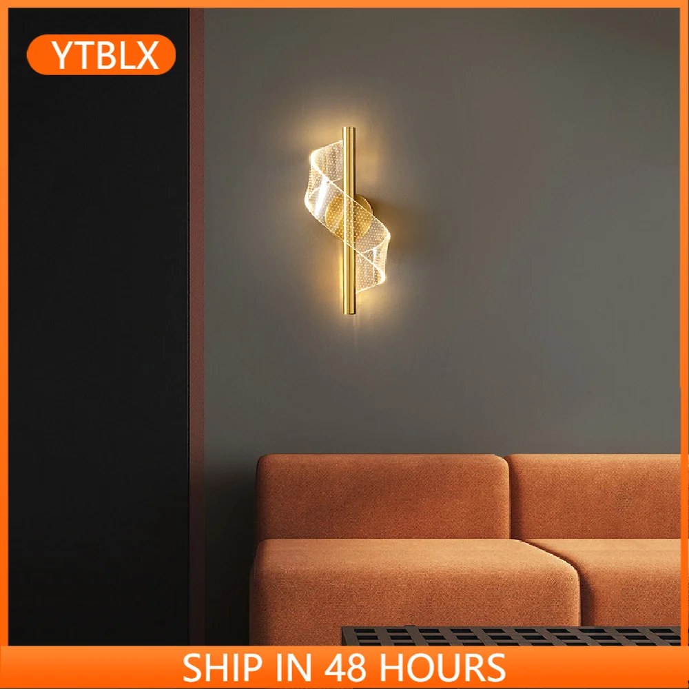 

Modern Luxury LED Wall Lamp Bedroom Bedside Living Room Background Corridor Stair Gold Home Decorate Lighting Copper Wall Light