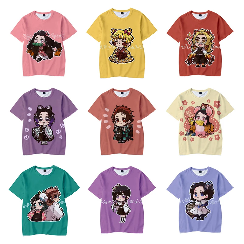 

DEMON SLAYER Cosplay Anime Character T-Shirt Student Agatsuma Zenitsu Kamado Tanjirou Top Short Sleeve Summer New