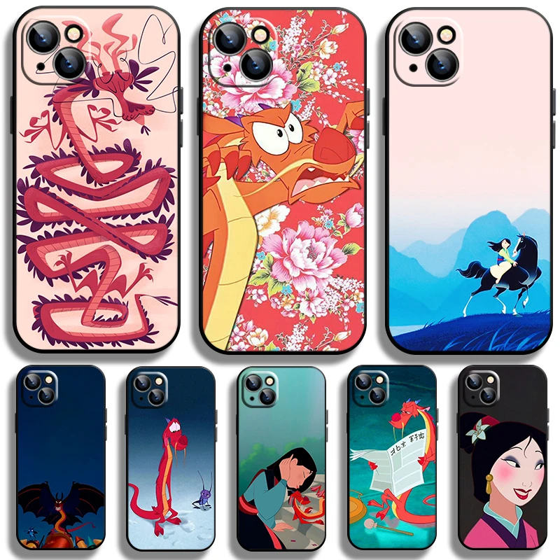 

Anime cartoon Mulan Black Phone Case For Apple iPhone 14 13 12 11 Pro Max Mini XS Max X XR 7 8 Plus Cover
