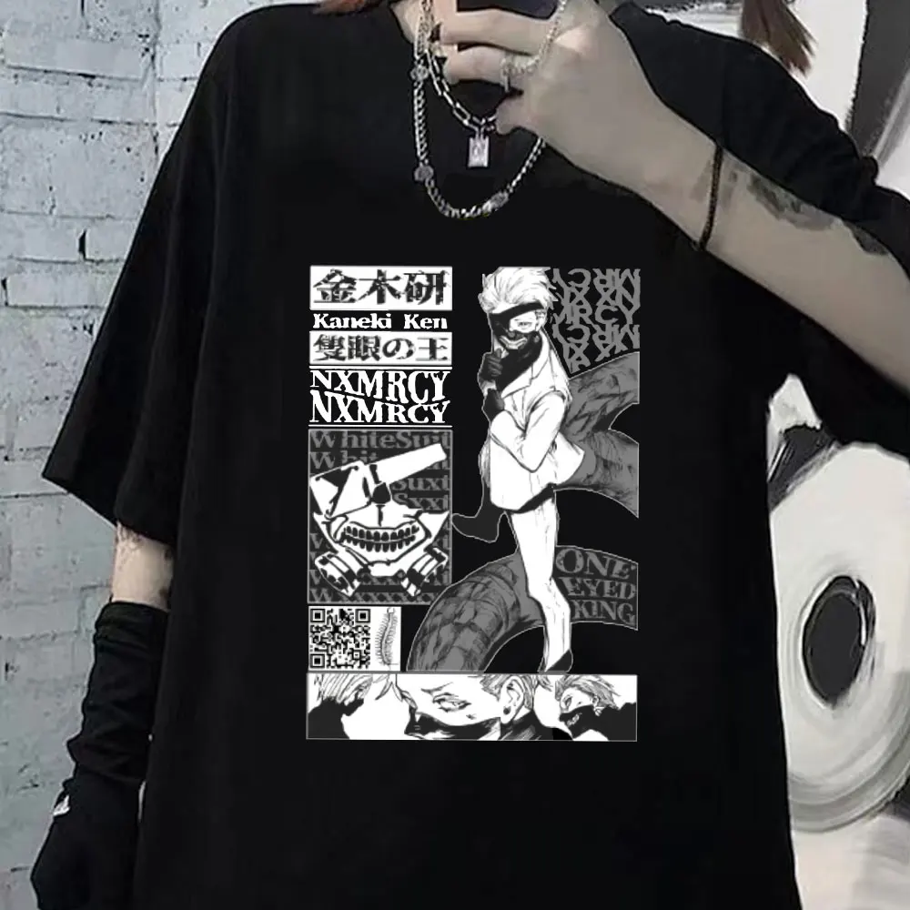 

Japan Anime Punk Tokyo Ghoul Kaneki Ken Print Loose T-shirt Harajuku Casual Cool Chic Cartoon Streetwear Funimation Women Shirt