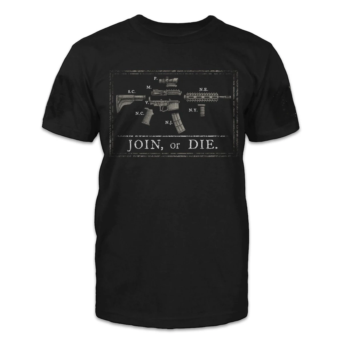 

"Join or Die" Defensive Weapons AR-15 Assault Rifle Caricature T-Shirt. Summer Cotton Short Sleeve O-Neck Mens T Shirt New S-3XL