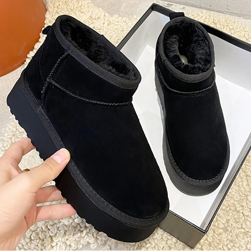 2023 New Style Short  Classic Mini Short Ankle Boot for Women Fur Lined Boots Snow Warm Slip on Anti-Slip Boot for Outdoor
