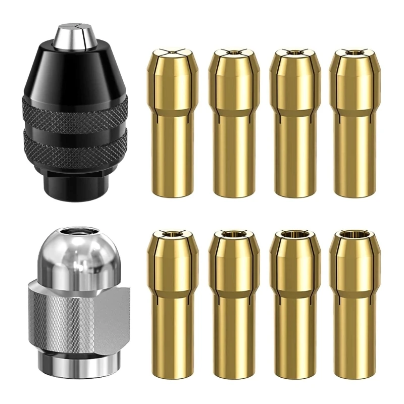 

Reliable Drill Chuck Collet Set 4486 Drill Keyless Bit Chuck Shank 3Jaw Chuck 1/32in to 1/8in Shank Size Quick Change KXRE