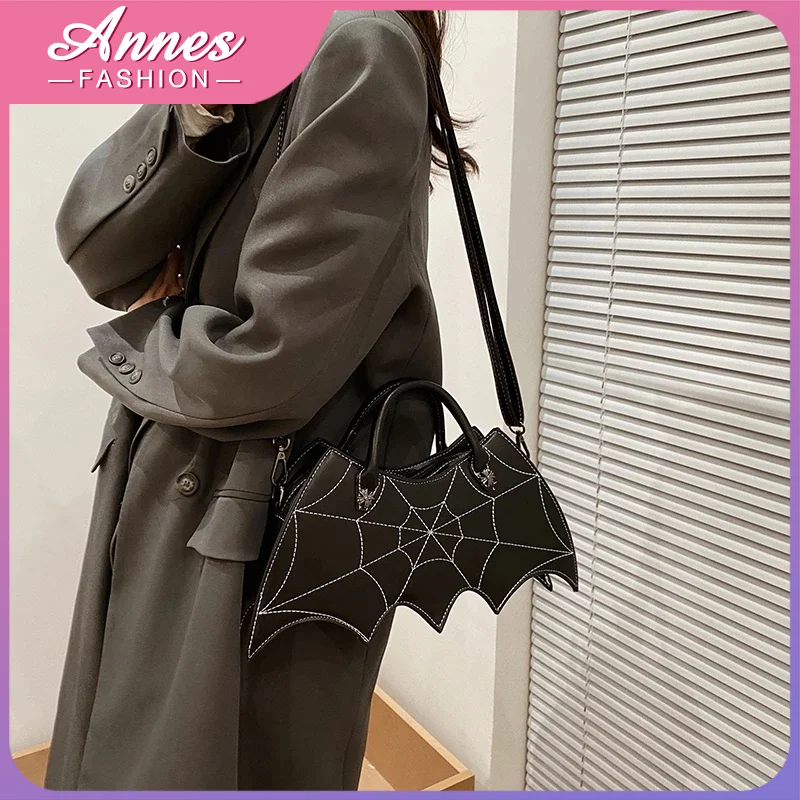 

Brand Spider Web Embroidery Thread Women's Shoulder Bag Luxury Handbag Leather Crossbody Bag Designer Spoof Bat Bag Female Purse