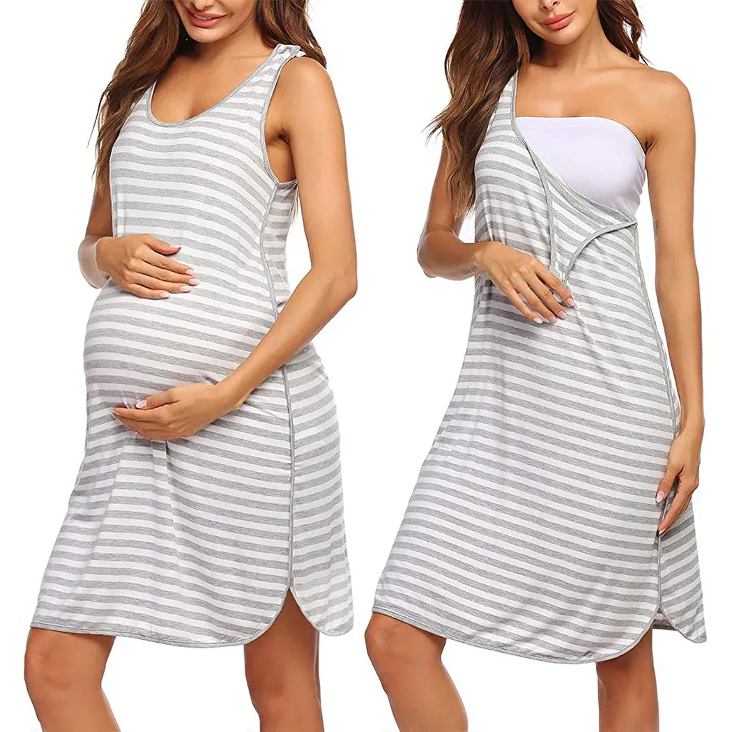 

Maternity Pajamas Pregnant Women Short Sleeve Pregnancy Nightwear Nursing Nightgown Mother Breastfeeding Nightdress Sleepwear #A