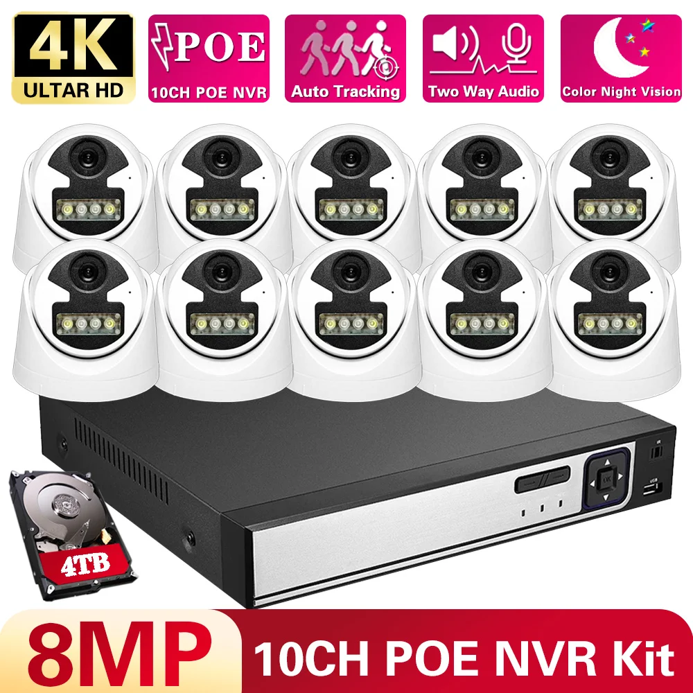

Overscam Ultra HD 4K POE Camera System Face Detected Light Alarm Colorful Night 8MP CCTV Video Security Surveillance Kit