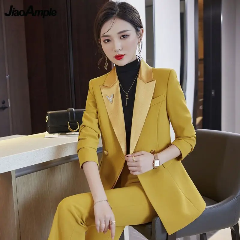 Women's Fashion Professional Suit Coat Set 2022 Autumn New Korean Temperament High-end Casual Blazers Jacket Pants Two-piece