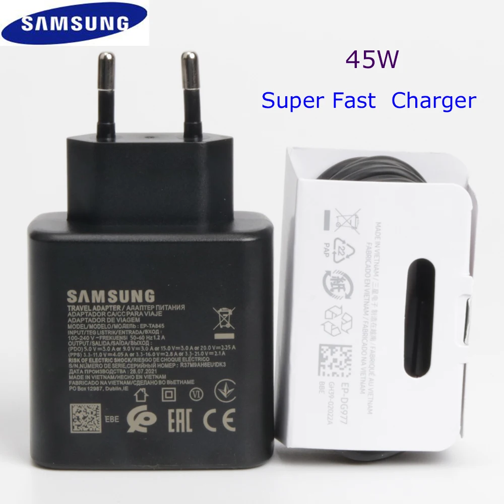 

Samsung Original 45W USB-C Super Adaptive Fast Charge Charger EP-TA845 For Samsung GALAXY Note 10 Plus Note10Plus 5G A91 Note10