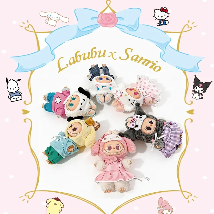 Фото Коллекционная фигурка-сюрприз POP MART The Monsters Labubu X Sanrio Family: Кавайная виниловая плюшевая кукла, аниме-фигурка, модная игрушка, брелок, подарок №1