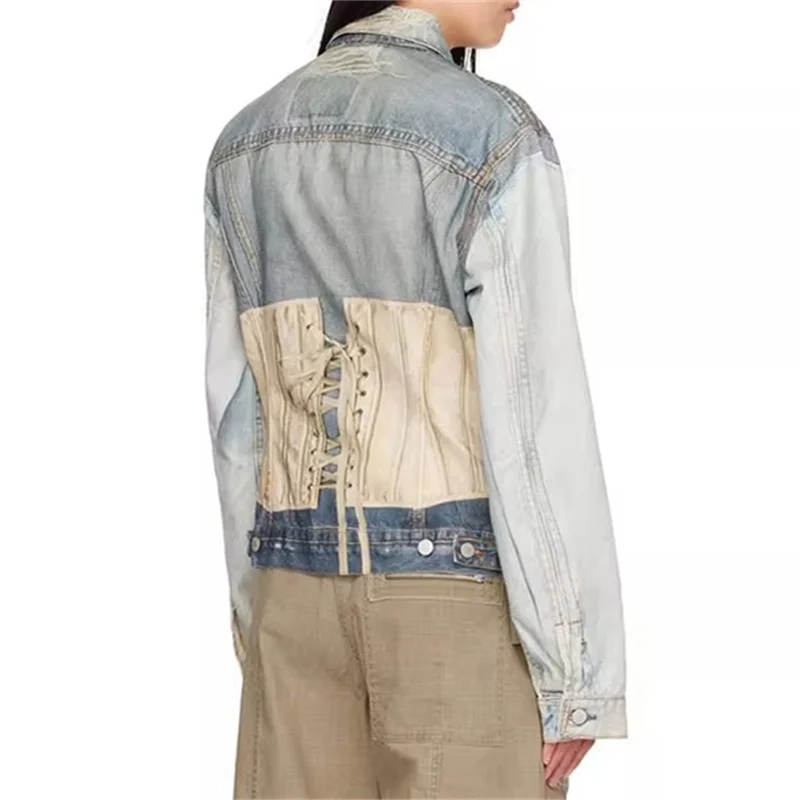 Женская джинсовая куртка верхняя одежда из искусственного денима топ хлопка с