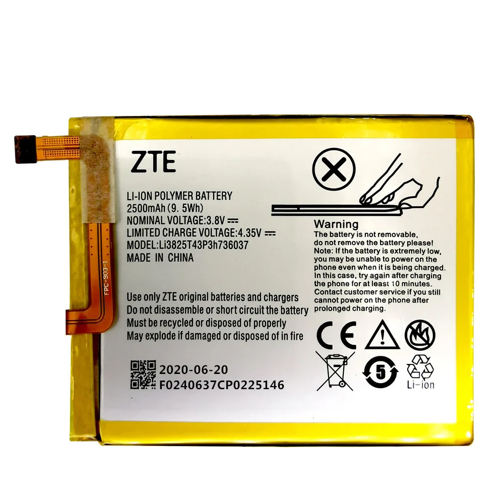 100% new original 3.8V 2500mAh Li3825T43P3h736037 For ZTE BV0720 / Blade A2 V7 Lite Dual SIM Battery +tool |