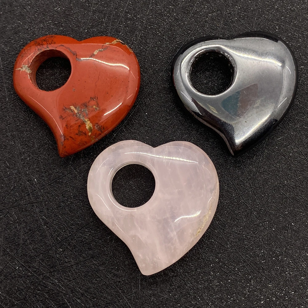 30 мм натуральный камень Персиковое сердце большое отверстие кварта агата бусины