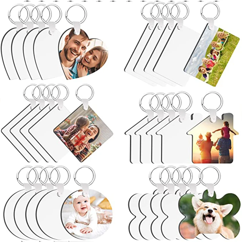 

MDF White Blank Keychain Double Side Keyring Sublimation Heat Transfer Wooden Car Accessories Ornament For Party Gift