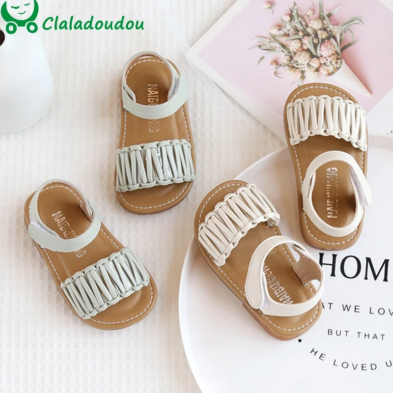 

12-16cm Infant Girls Beach Sandals Size 4 5,Girls Sandals Open Toe Weave Summer Flats Dress Sandals For Toddler/Little Princess