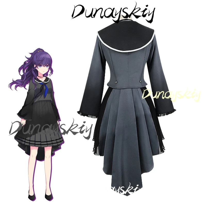 Asahina Mafuyu Косплей Костюм Парик Аниме Проект Sekai Красочный Сценический Топ Шарф