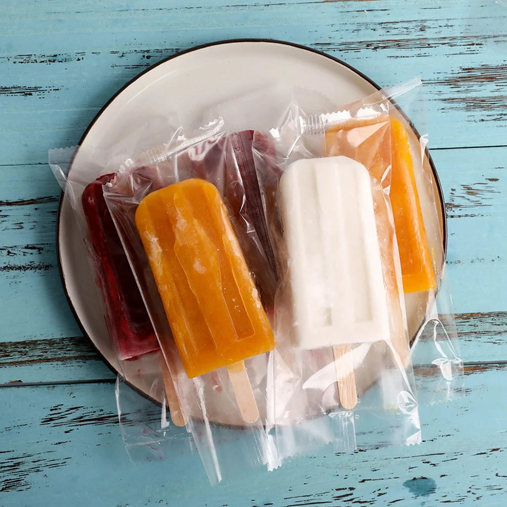 

100 Pcs Popsicle Bags Covers Sleeves Disposable Clear Treat Ice Set Sealable Popcicle Yogurt Stick