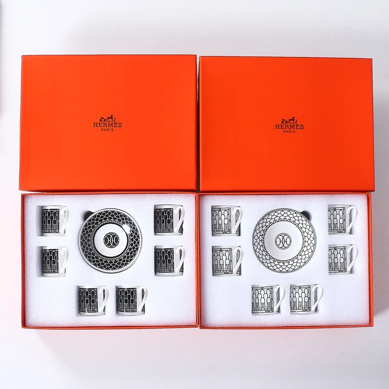 

European family espresso cup and saucer set French high-end bone china small mouth cup 12 piece gift box