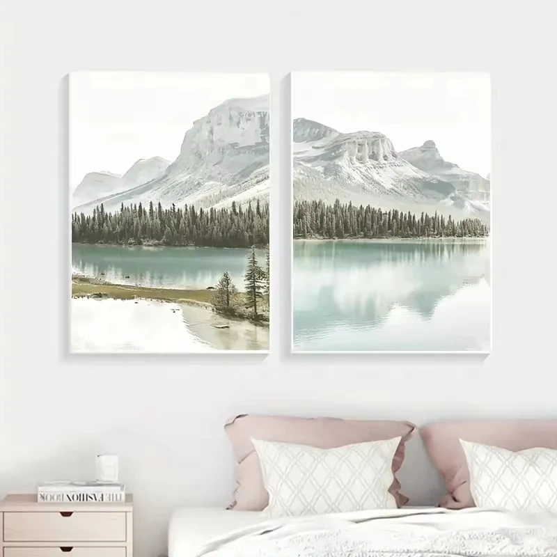 Набор из 3 предметов пейзаж гор и озера CanvasPaintings искусство на стену природный