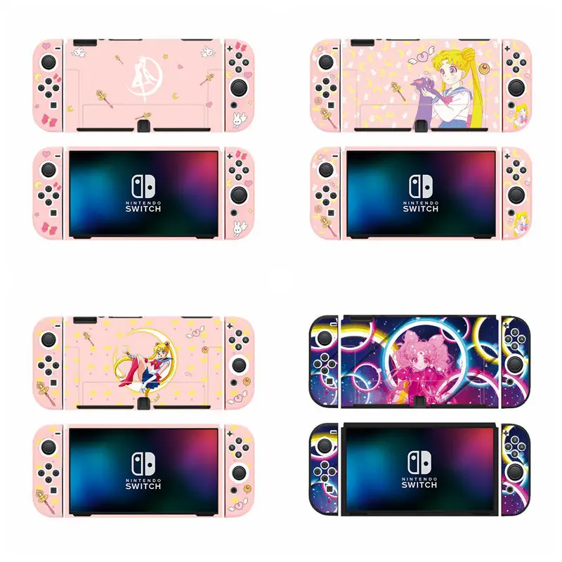 

Мягкий защитный чехол из ТПУ с аниме Сейлор Мун для Nintendo Switch OLED разделенный корпус консоли контроллера JoyCon игровые аксессуары