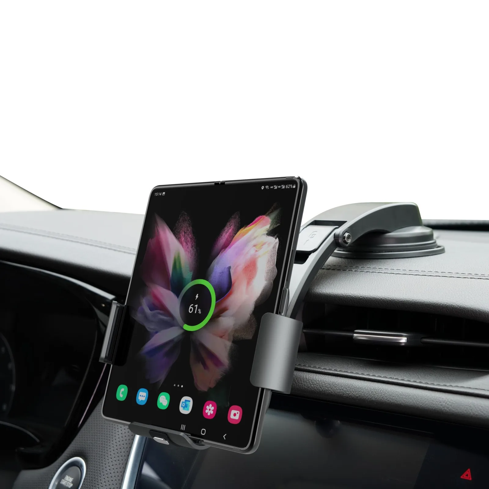 Car Qi Charge Phone Holder Dual Coil Wireless Charger for Foldable Phone Fast Charging Phone Stand for Samsung Galaxy Z Fold 4 3