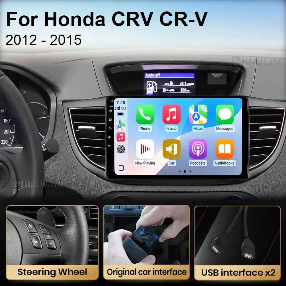 Фото Автомобильный радиоприемник Qualcomm для Honda CRV CR-V 4 RM RE 2012-2016, видеоплеер 4G Carplay, GPS-навигация, головное устройство №5