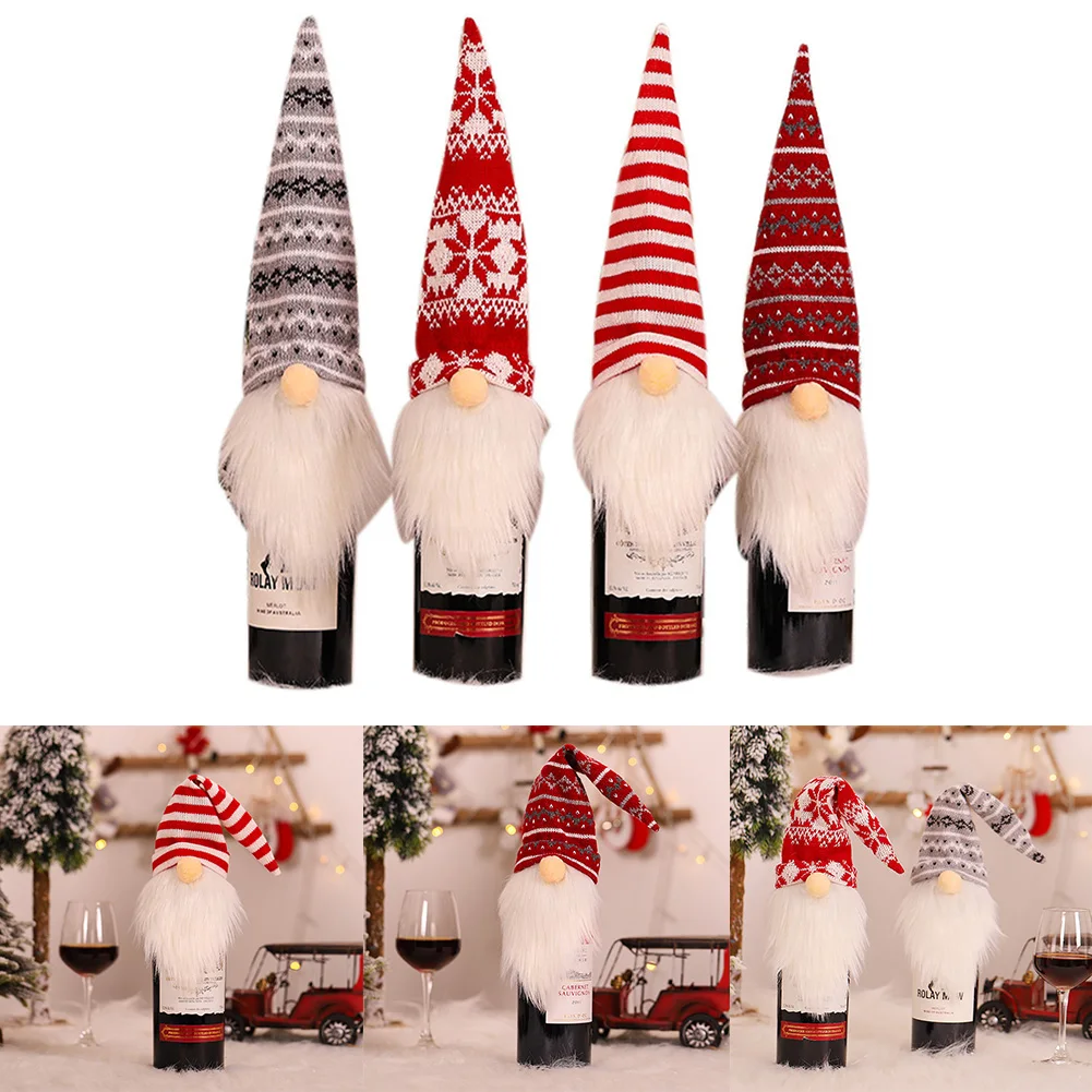 

Christmas Wine Bottle Sweater Champagne Bottle Cover Xmas Table Party Decor For Home Xmas Ornament Navidad Natal New Year 2024